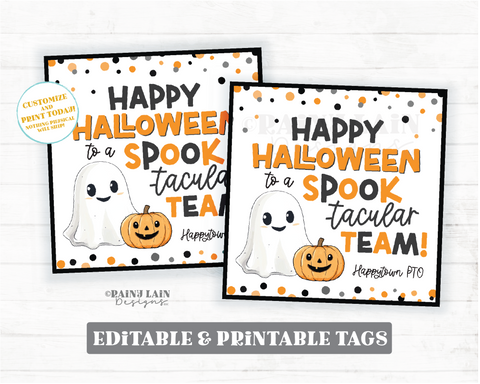Editable Halloween Gift Tag Template Happy Halloween to a Spook-tacular Team, Staff, Coworker Nurse Appreciation, Teacher Thank You, Digital