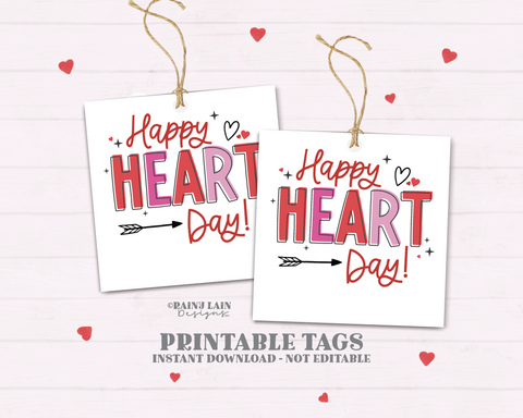 Happy Heart Day, Valentine's Day Gift Tags Downloadable, Teacher, Classmate, Teammate, Employee, Staff, Nurse, Client, Customer, Instant