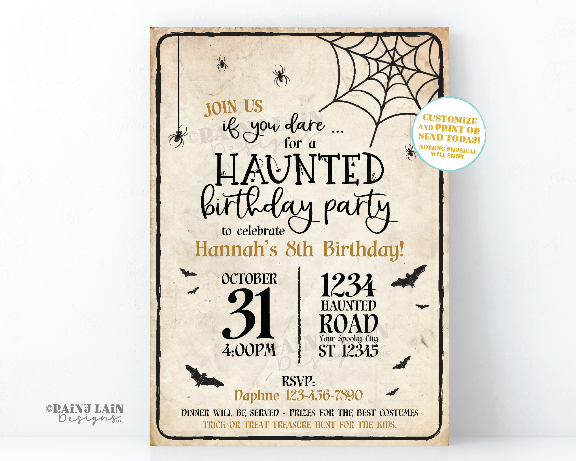 Halloween Birthday Party Invitation Haunted Birthday Invite Halloween Rainy Lain Designs LLC Halloween Birthday Party Invitation Haunted Birthday Invite Halloween Rainy Lain Designs LLC