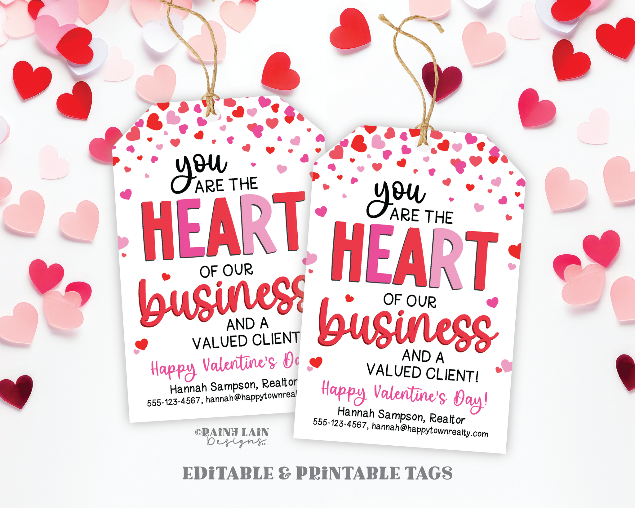 Customer Valentine Customer Appreciation, Realtor Valentine Tag, Valentine Pop-by Tag, Referral Gift Tag, Real Estate, Realtor Marketing Tag