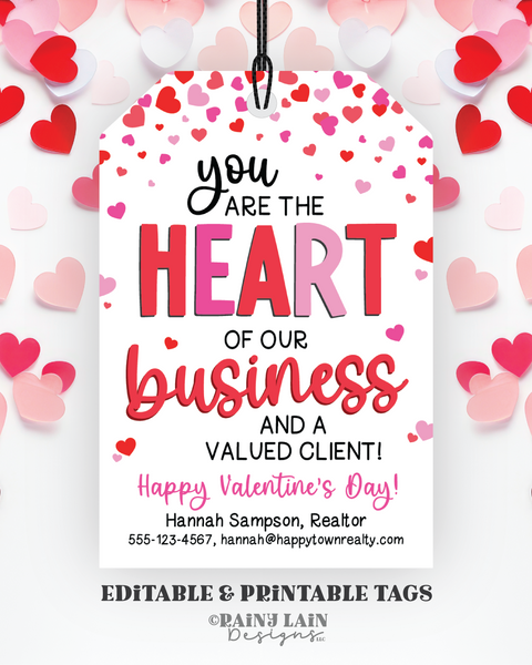 Customer Valentine Customer Appreciation, Realtor Valentine Tag, Valentine Pop-by Tag, Referral Gift Tag, Real Estate, Realtor Marketing Tag