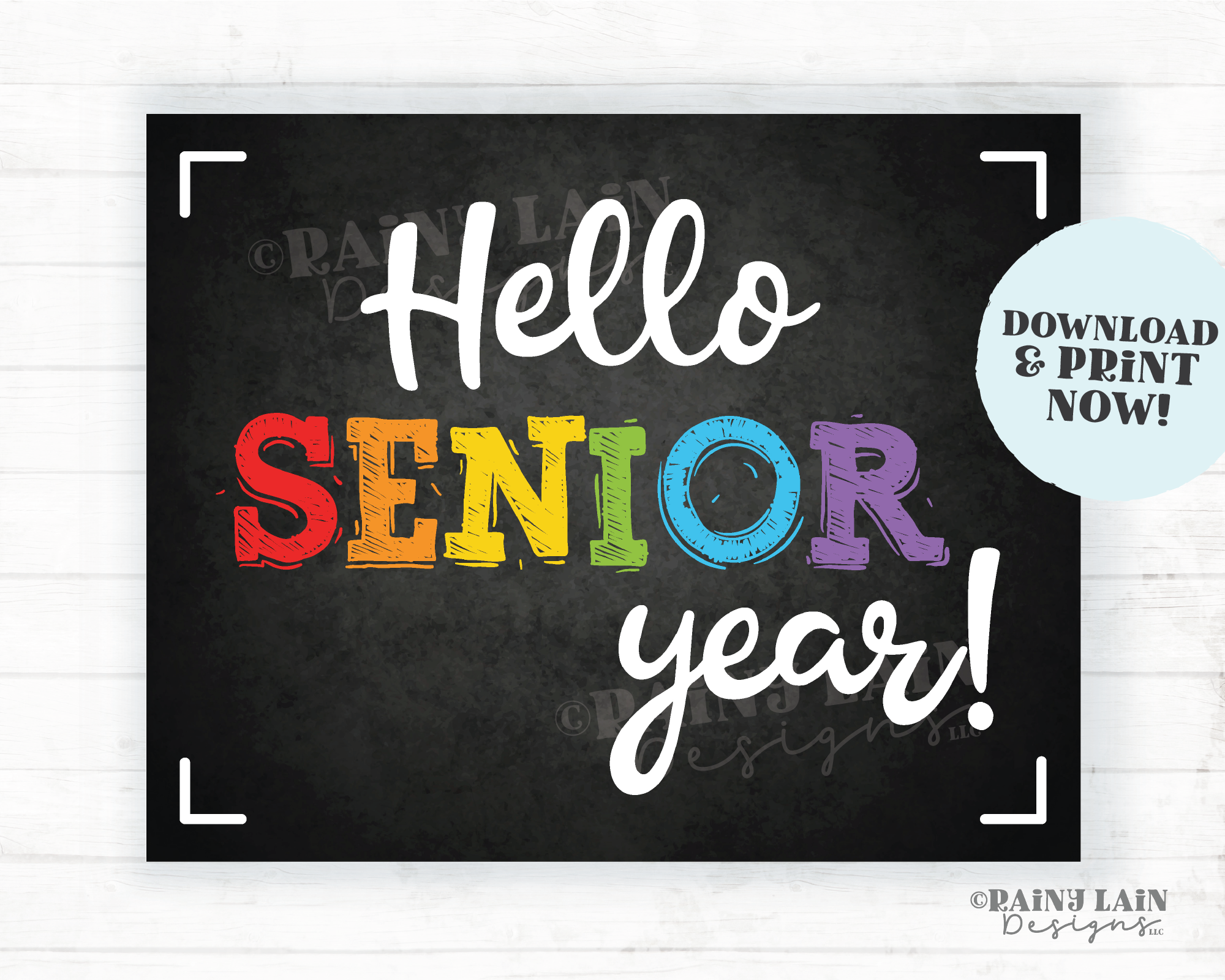 Hello Senior Year Sign Last First day of school Sign 1st day of 12th grade Back to School Picture Photo Prop Printable Chalkboard
