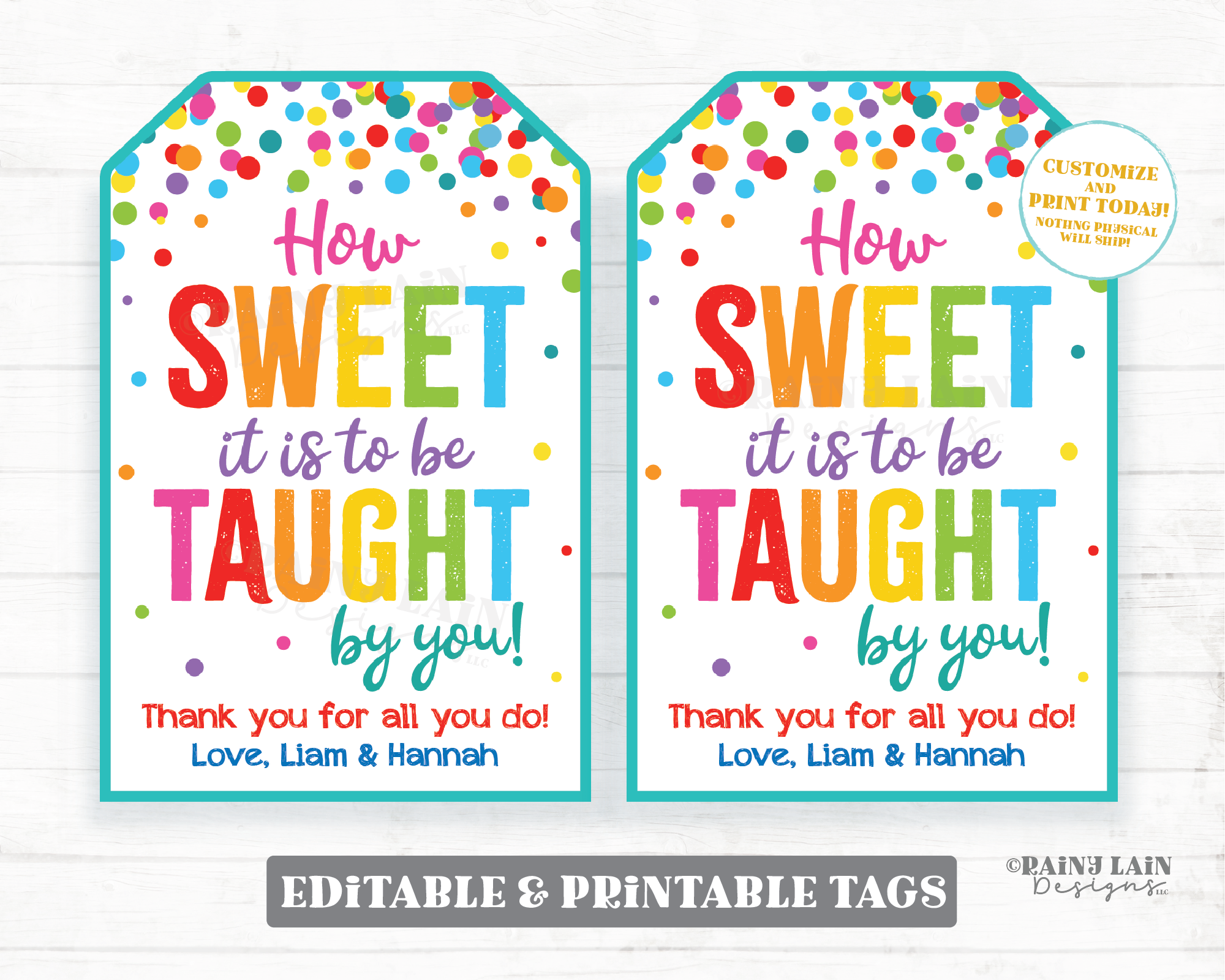 How sweet it is to be taught by you tag Teacher Appreciation Gift Tag Homemade Sweets Treats School PTO Thank you tag Printable Editable
