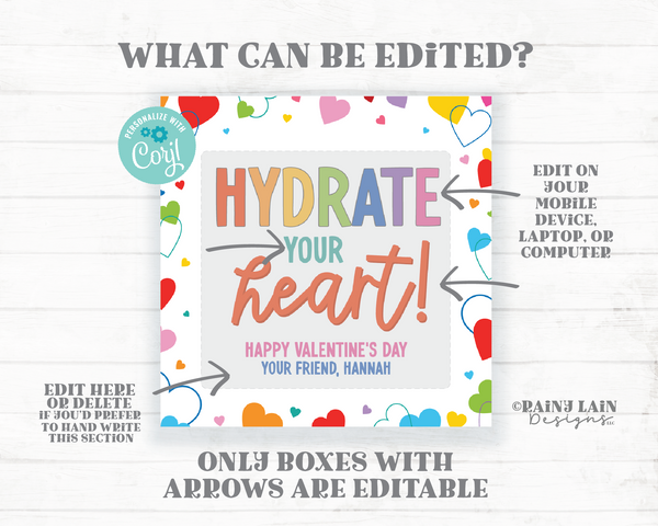 Hydrate Your Heart, Valentine's Day Hydration Packet Tag, Hydration Valentine, Classroom Exchange Non Candy, Middle School, Tween Valentine
