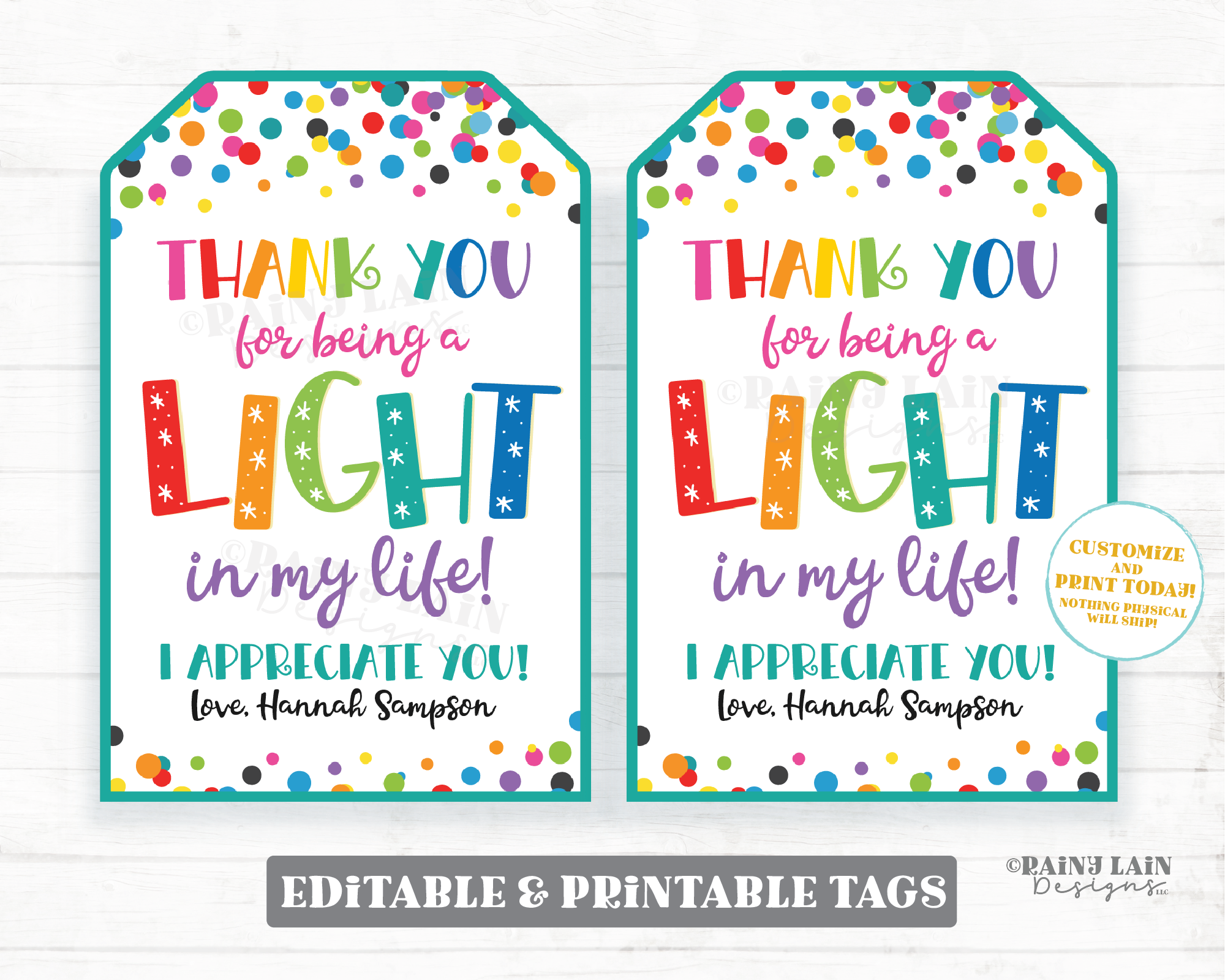 Thank you for being a light in my life Candle Tag, Lights Gift, Flashlight Teacher Appreciation Favor Staff PTO Co-worker Friend Principal