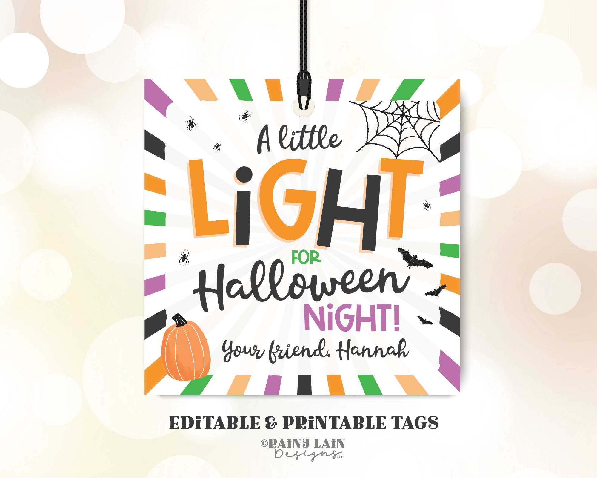 A little Light for Halloween Night Glow Stick Party Favor Tags Halloween Trick or Treat Tags Favor Glow From Teacher Student Classroom PTO