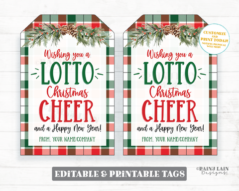 Wishing you a Lotto Christmas Cheer and a Happy New Year Tags Lottery Holiday Gift Tag Staff Appreciation Friend Co-Worker Teacher School