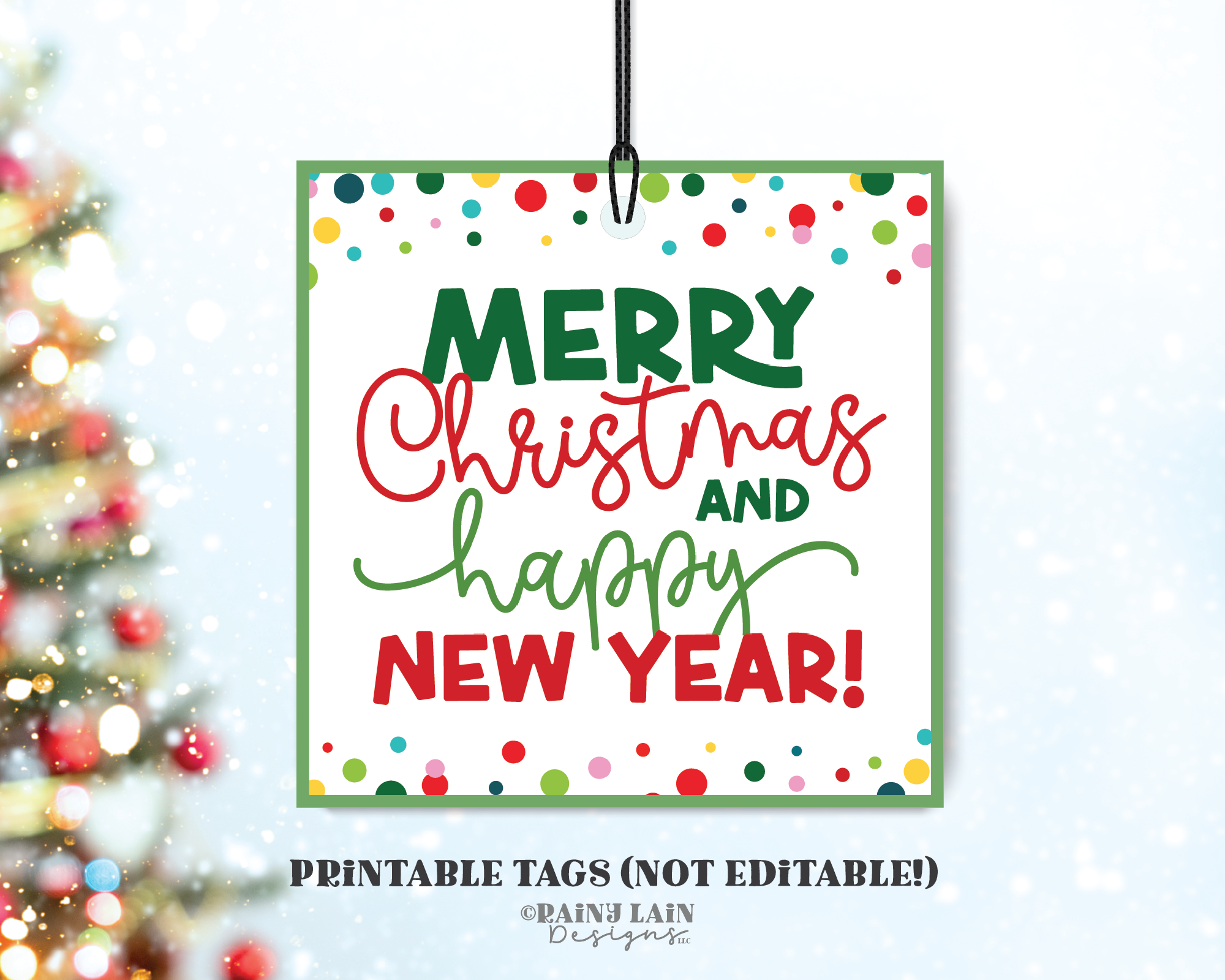 merrychristmasandhappynewyear confetti INSTANT sq image merry christmas and happy new year tag, instant digital download
