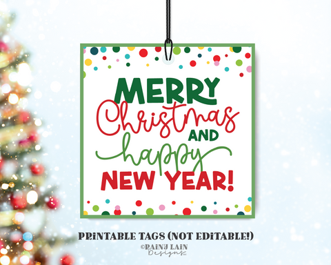 Merry Christmas and Happy New Year Tag, Instant Digital Download, Gift Holiday Appreciation Favor Treat Staff Teacher Principal PTO Exchange
