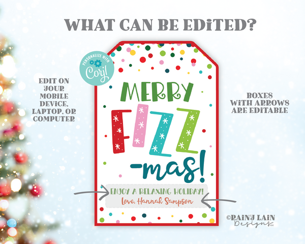 Christmas Bath Bomb Gift Tag, Merry Fizz-Mas, Fizzmas Holiday, Salts, Spa, Foot, Relax, Co-Worker Teacher Staff School Soak