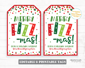 Merry Fizz-Mas Gift Tag Holidays Christmas Fizzmas Bath Bomb Salts Spa Foot Co-Worker Teacher Staff School Soak Refreshing New Year Relaxing