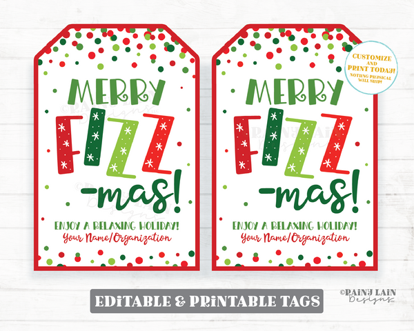 Merry Fizz-Mas Gift Tag Holidays Christmas Fizzmas Bath Bomb Salts Spa Foot Co-Worker Teacher Staff School Soak Refreshing New Year Relaxing