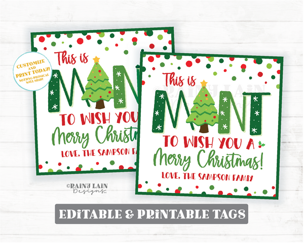Mint to Wish you Merry Christmas Gift Tag Appreciation Hostess Employee Company Staff Teacher Holiday Mint Thank you PTO Neighbor