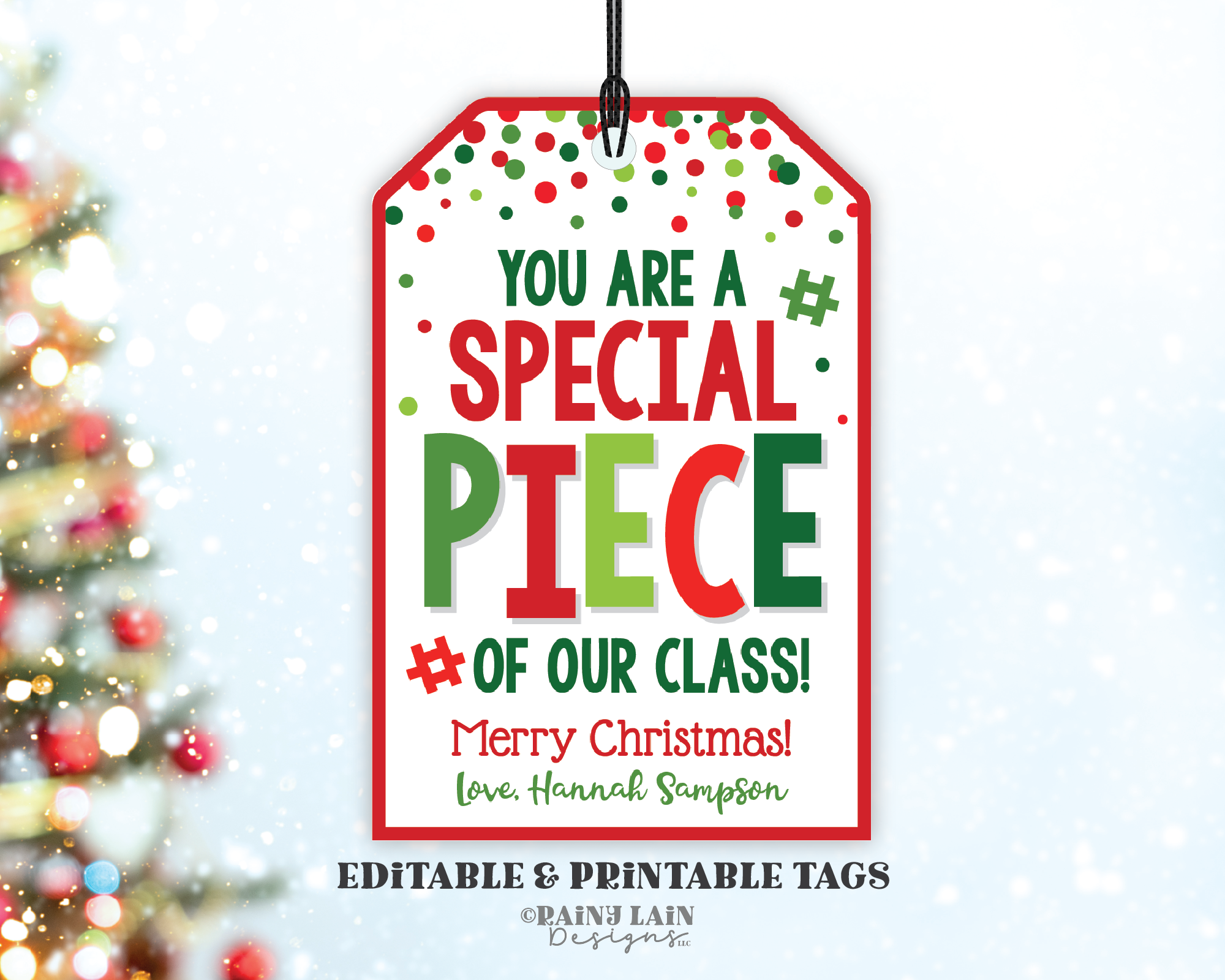 You're a Special Piece of our Class Tag Christmas Building Block Puzzle Classmate Gift Favor Preschool From Teacher to Student Holiday Team