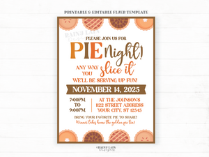 Thanksgiving Pie Invitation, Pie Night Invite, Pie Fundraiser Flyer, Fall Baby Shower Invitation Pie, Friendsgiving, Pie Contest Flyer