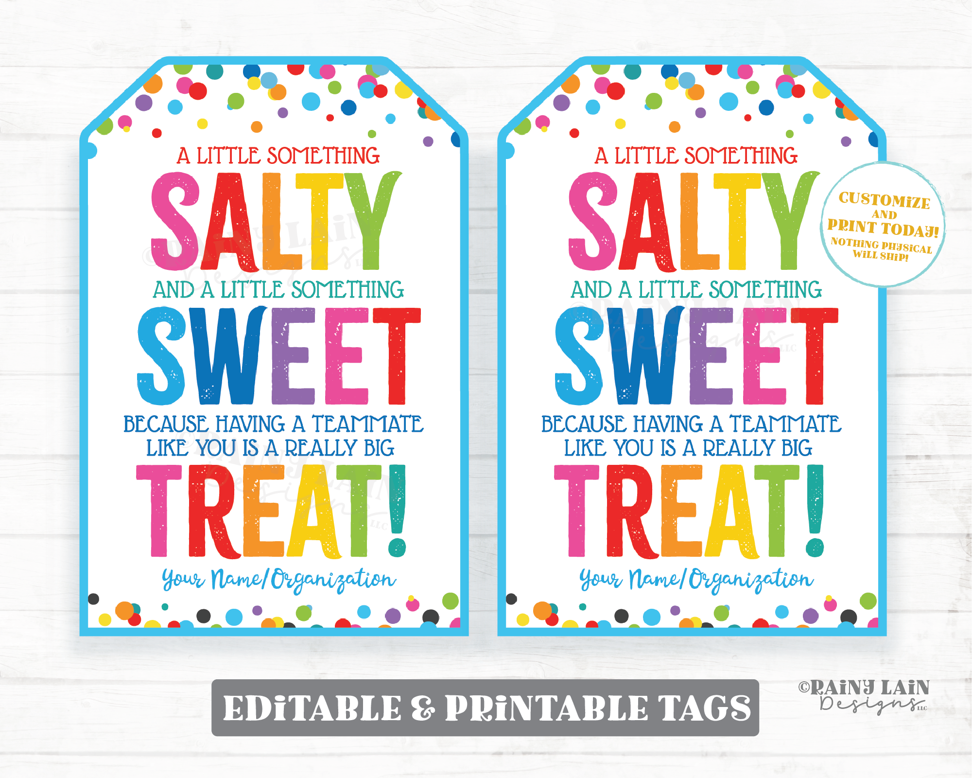 Salty Sweet Treat Tag, Something Salty and Sweet, Teammate Like you is a Treat, Appreciation Gift Employee Staff Teacher PTO School Team