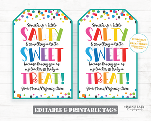 Salty Sweet Treat Tag, Teacher Appreciation, Something Salty and Sweet, Teacher Like you is a Treat Gift Employee Staff PTO School Team