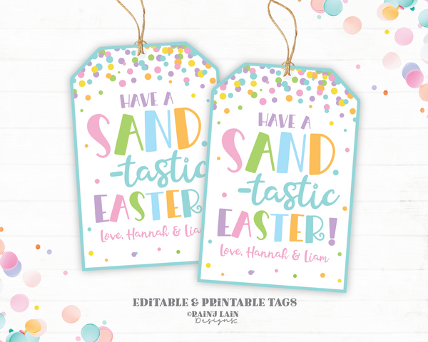Sand-tastic Easter Tag, Editable Play Sand Gift Tag, Classroom, Kids Printable, Non-Candy, Digital Download