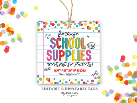 Teacher Gift Tag Pencil, School Supplies Aren't Just for Students Tag, First Day Of School Gift, Back To School from PTO