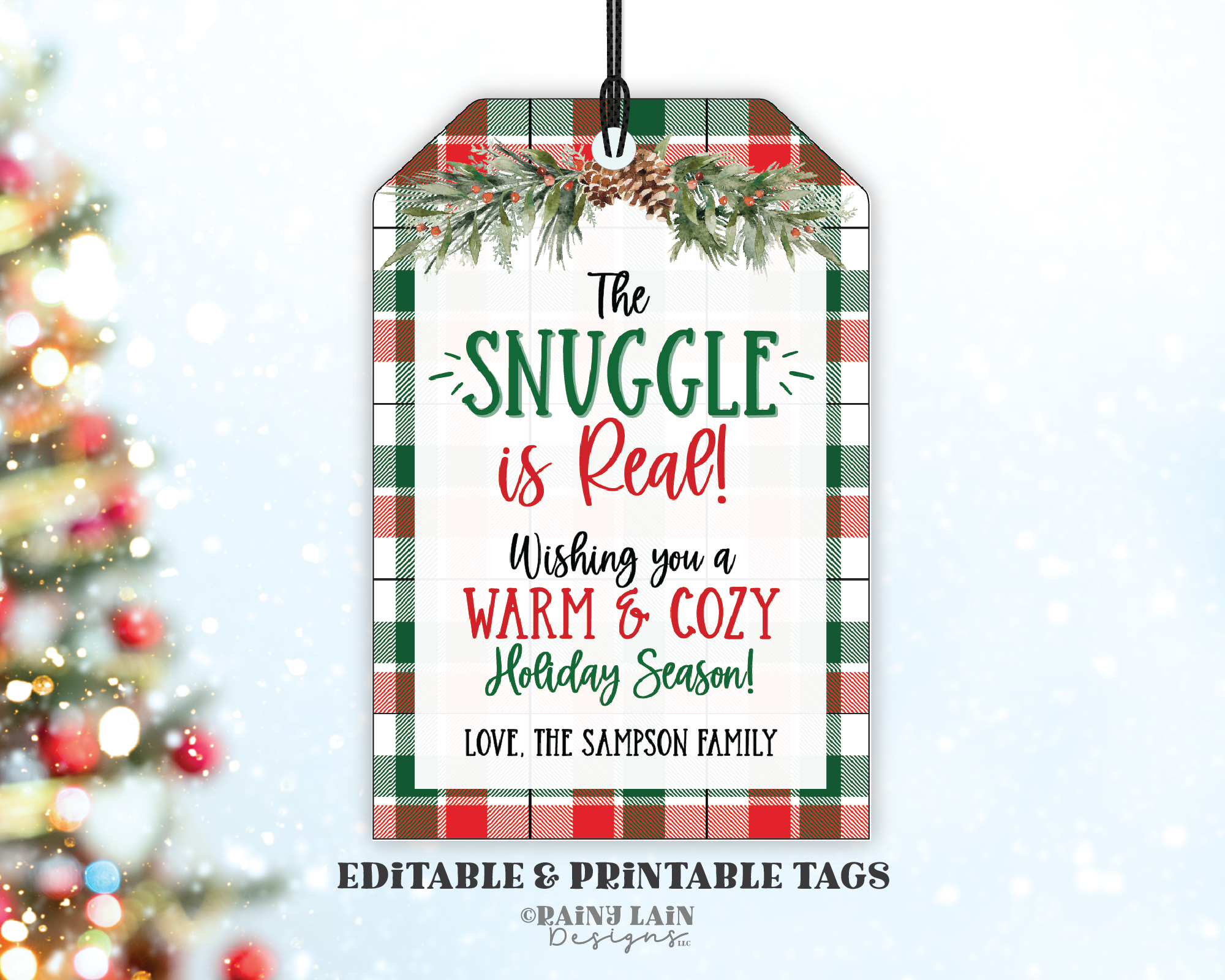 The Snuggle is Real Gift Tag, Christmas, Holiday, Blanket, Throw, Mittens, Secret Santa, White Elephant Office, Co-worker, Teacher, Editable