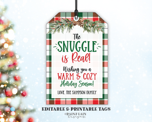 The Snuggle is Real Gift Tag, Christmas, Holiday, Blanket, Throw, Mittens, Secret Santa, White Elephant Office, Co-worker, Teacher, Editable