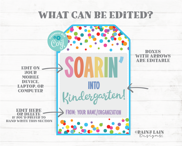 Soarin' Into Kindergarten tag 1st grade 2nd grade 3rd 4th 5th middle school high school student gift Congratulations Graduation Promotion