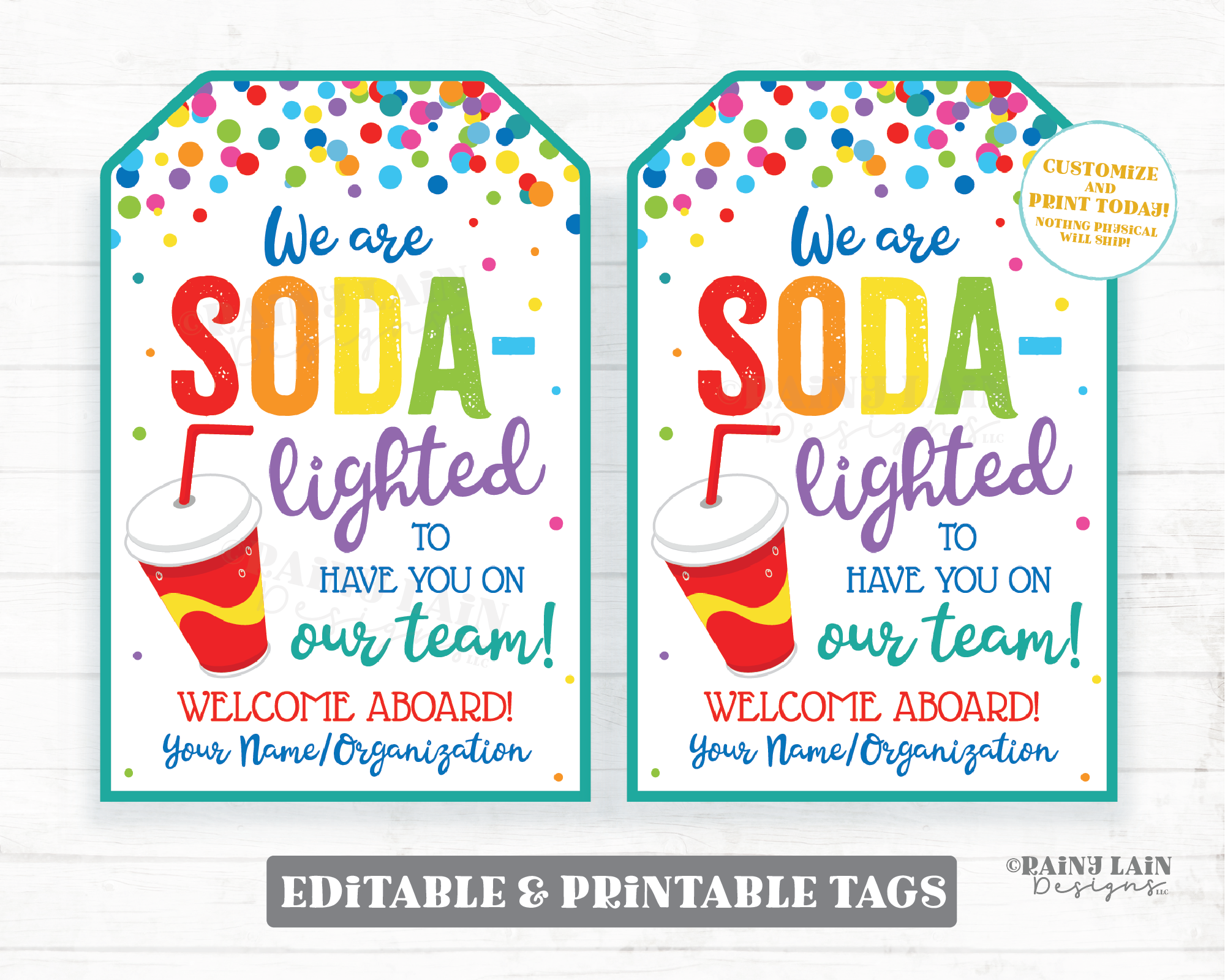 SODAlighted to Have You on Our Team Tag Soda Gift Soda Pop Employee Welcome Appreciation Co-Worker Staff Teacher PTO School