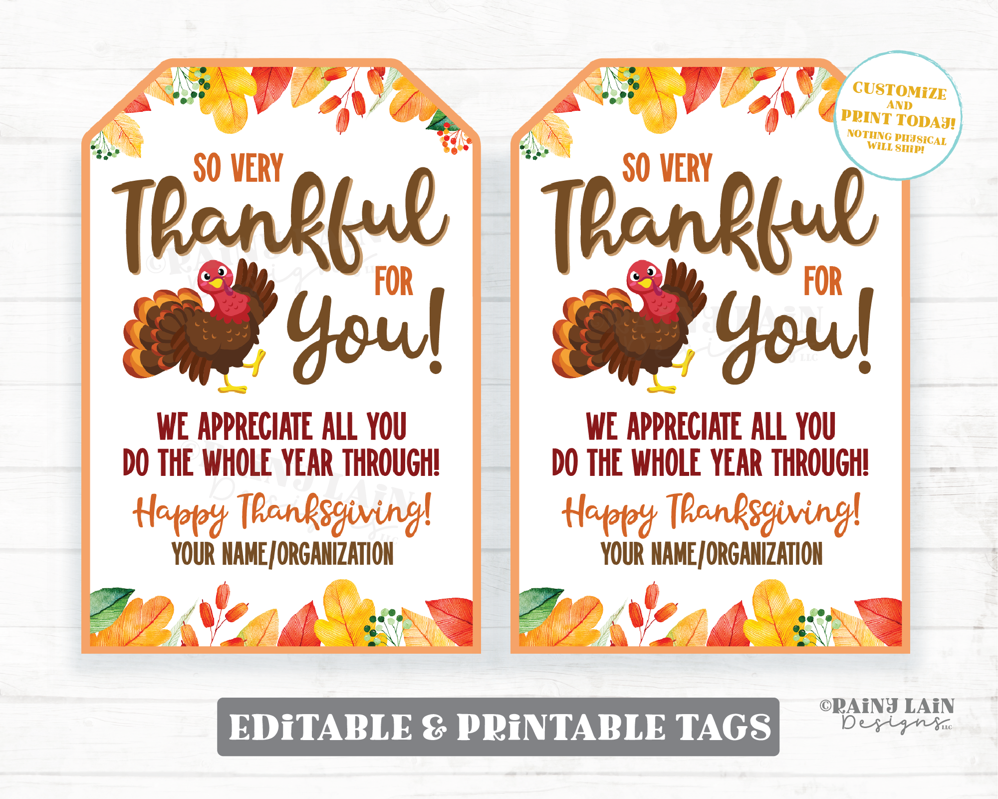 So Very Thankful for You Gift Tag We appreciate all you do whole year through Appreciation Pie Thank You Employee Co-Worker Staff Teacher