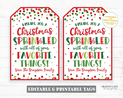 Christmas Sprinkled With Favorite Things Tag Treats Sweets Cookies Gift Sprinkles Baking Holiday Favor From Teacher Student Staff PTO