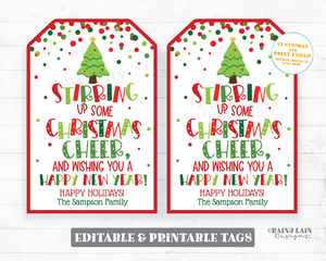 Stirring up Tag Christmas Cheer Wishing you a Happy New Year Holiday Rubber Spatula Spoon Bowl Baking set Whisk Kitchen Tools Gift Tag