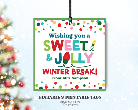 Sweet and Jolly Christmas Gift Tag, Holiday Treat, Appreciation Favor Sweet Staff Teacher Principal PTO Exchange