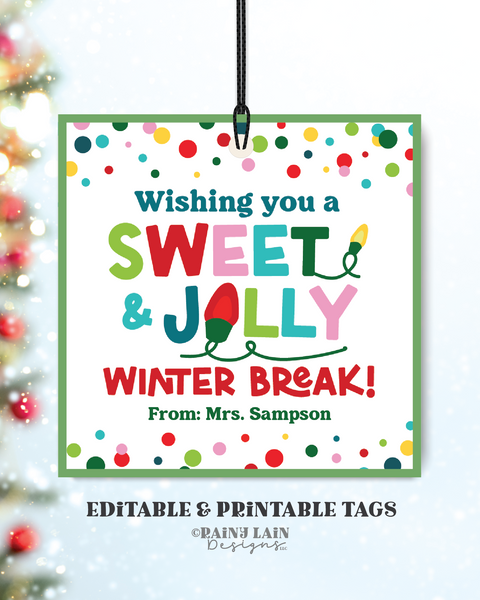 Sweet and Jolly Christmas Gift Tag, Holiday Treat, Appreciation Favor Sweet Staff Teacher Principal PTO Exchange