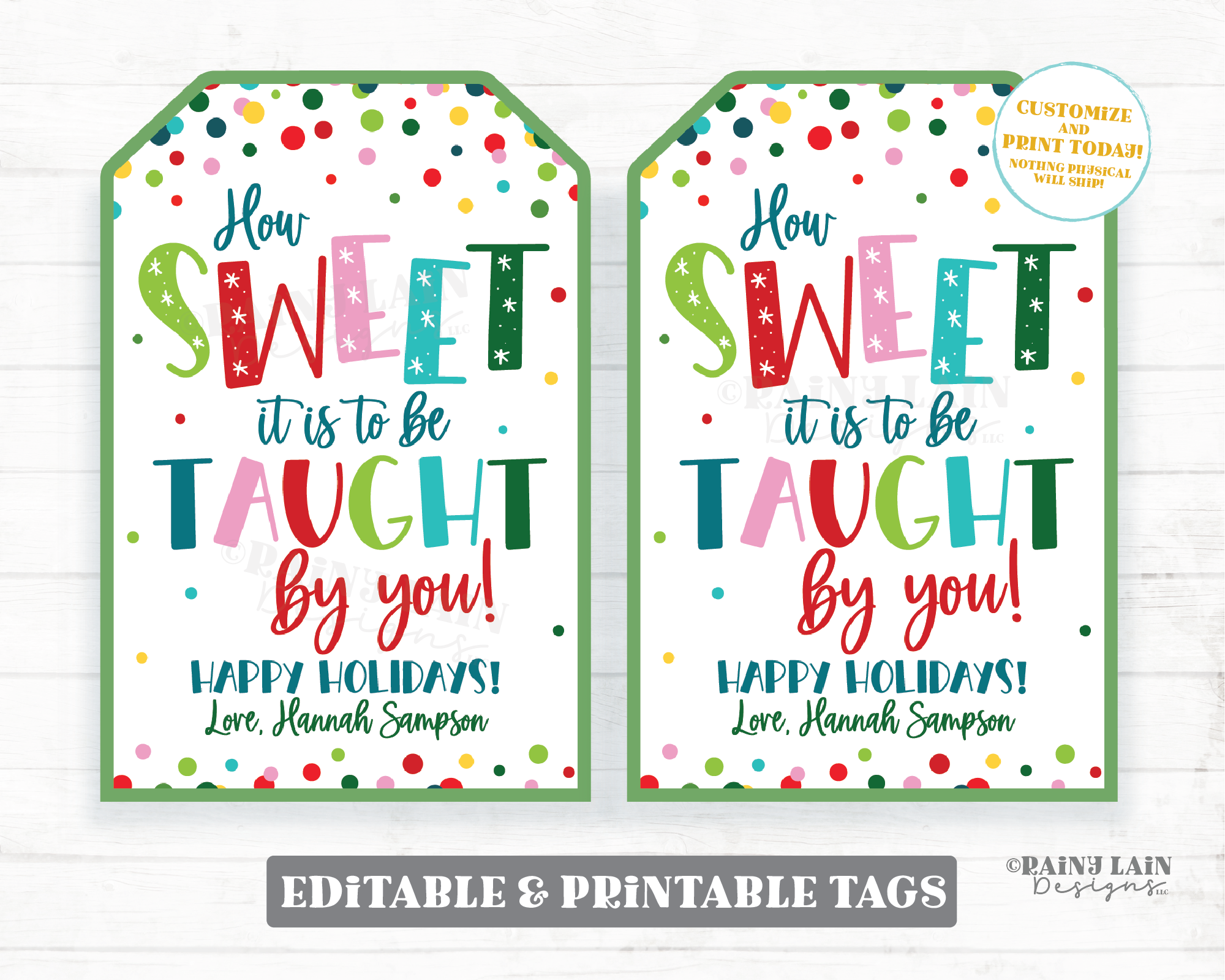 How sweet it is to be taught by you Christmas gift tag Teacher Appreciation Holiday School Staff Thank you tag Printable Sweets Homemade
