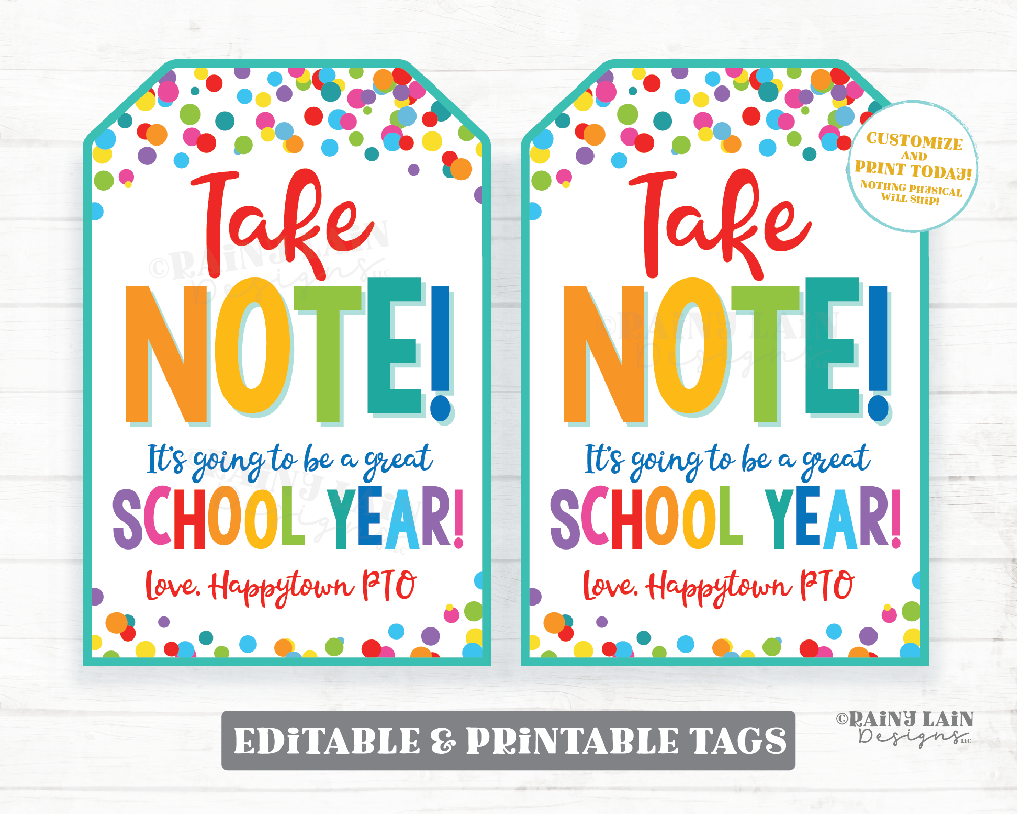 Take Note Great School Year Tag Notebook Editable First Day of School 1st Back to School Gift Note Book Student From Teacher Pen Pencil