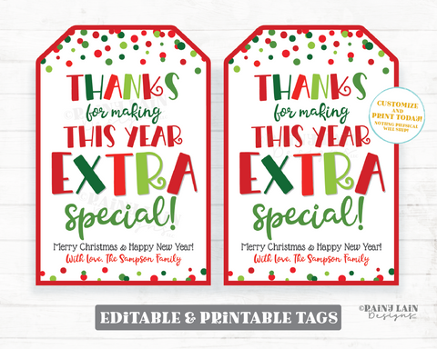 Thanks for Making This Year Extra Special Tag Christmas Party Favor Tag Gum Printable Kids From Teacher Student Classroom Holiday Editable