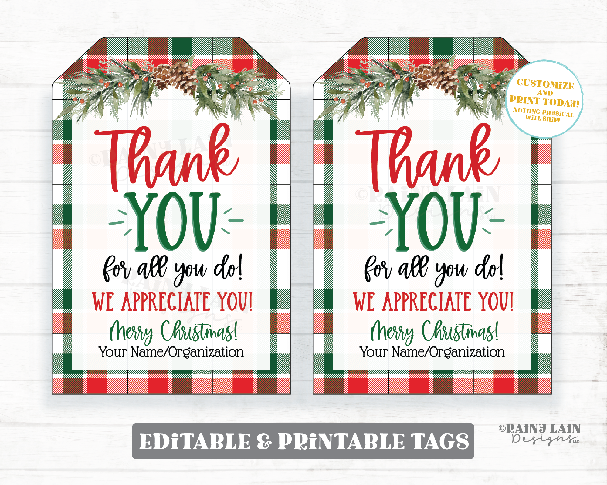 thank-you-for-all-you-do-plaid-christmas-tag-appreciate-holiday-gift-t-rainy-lain-designs-llc for Free Printable Christmas Thank You Tags Thank you for all you do plaid Christmas tag Appreciate Holiday Gift T – Rainy Lain Designs LLC for Free Printable Christmas Thank You Tags