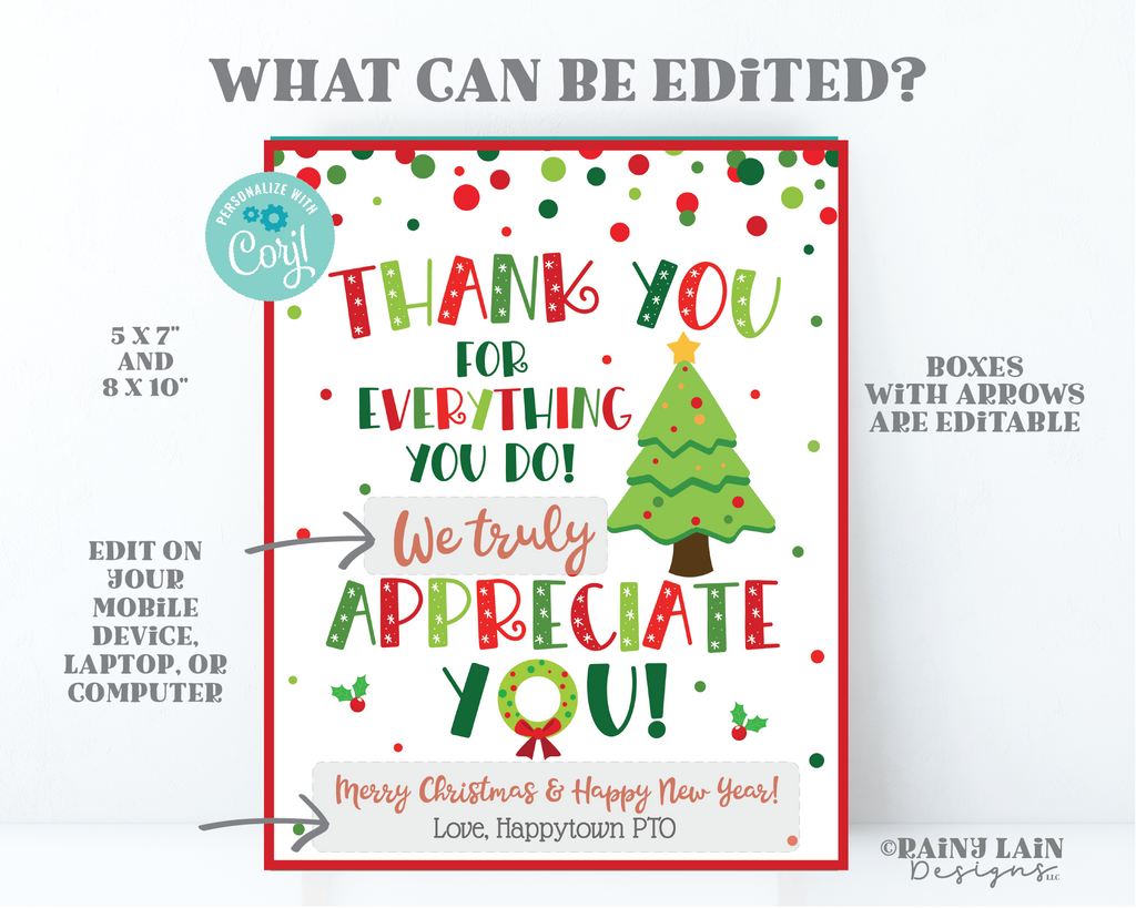 thankyouappreciateyou confetti signcard images christmas appreciation sign printable holiday thank you card