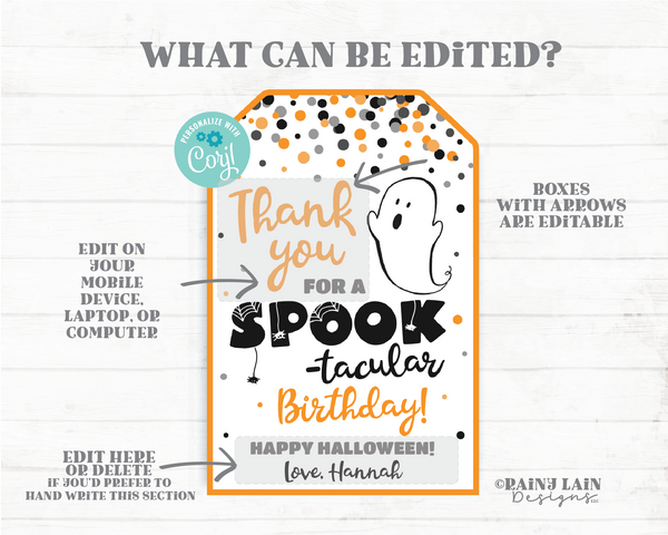 Thank you for a Spook-tacular Birthday tag Halloween Birthday Party Favor Tags Spooktacular Birthday Party