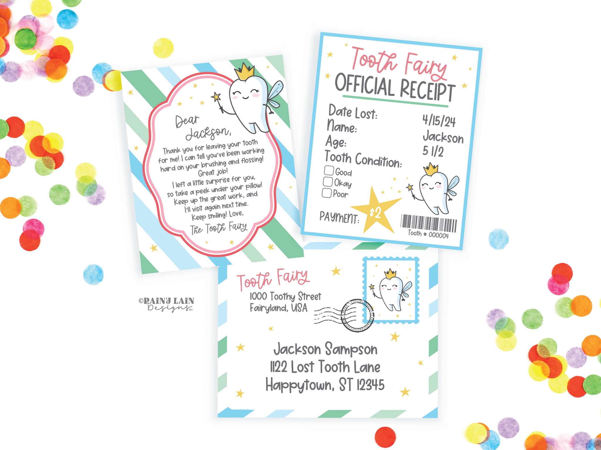 Tooth Fairy Letter Kit, MINI Editable Tooth Fairy Kit Boy, Printable, Receipt, Envelope, Template, Lost Tooth Note from Tooth Fairy