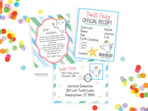 Tooth Fairy Letter Kit, MINI Editable Tooth Fairy Kit Boy, Printable, Receipt, Envelope, Template, Lost Tooth Note from Tooth Fairy