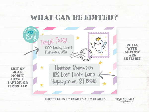 Tooth Fairy Letter Kit, MINI Editable Tooth Fairy Kit Printable, Receipt, Envelope, Template, Pink, Purple, Lost Tooth Note from Tooth Fairy
