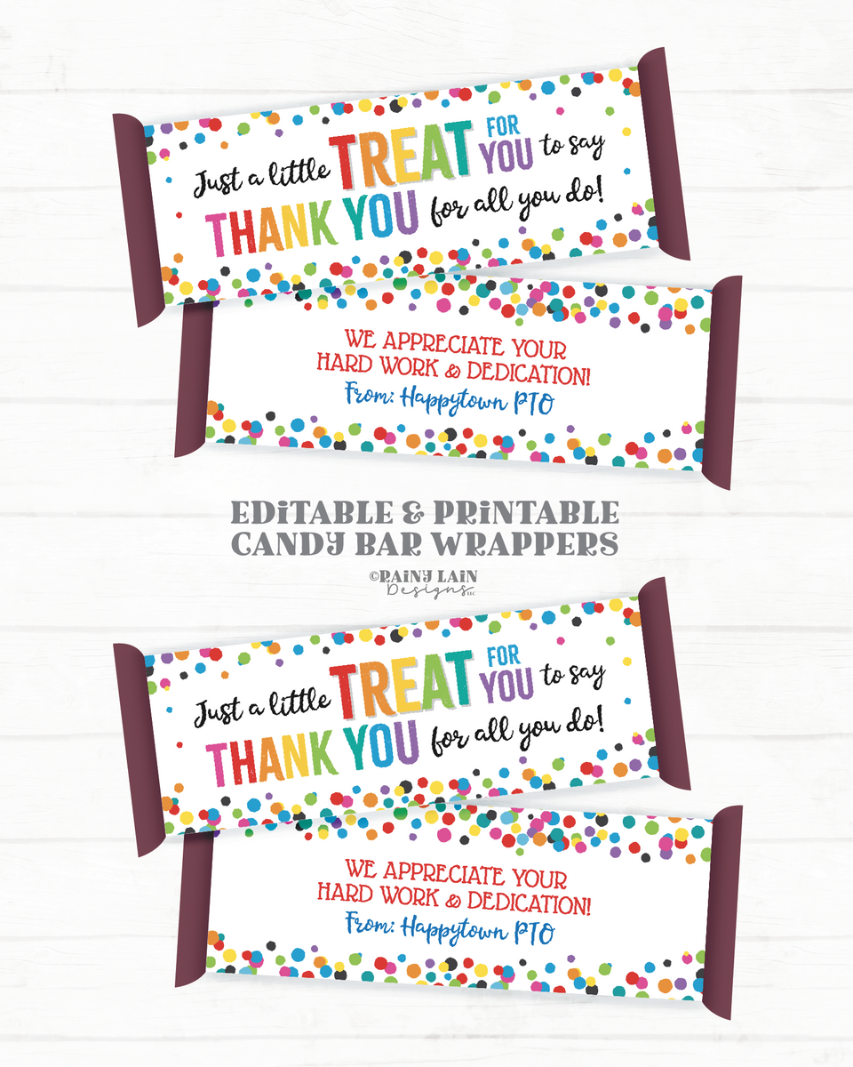 Printable Candy Bar Wrapper Teacher Appreciation Candy Bar Wrapper P