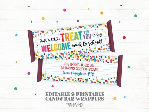 Teacher Candy Bar Wrapper Printable, Back to School Chocolate Bar Wrapper, First Day of School, Downloadable Gifts from PTO