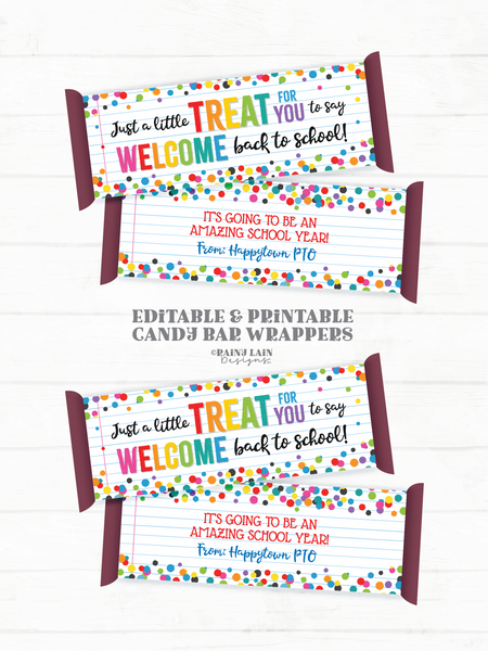 Teacher Candy Bar Wrapper Printable, Back to School Chocolate Bar Wrapper, First Day of School, Downloadable Gifts from PTO