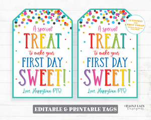 Back to School Gift Tag Treat to Make your First Day Sweet Welcome Back Teacher Appreciation Staff Employee Student 1st Day Favor Sweets PTO