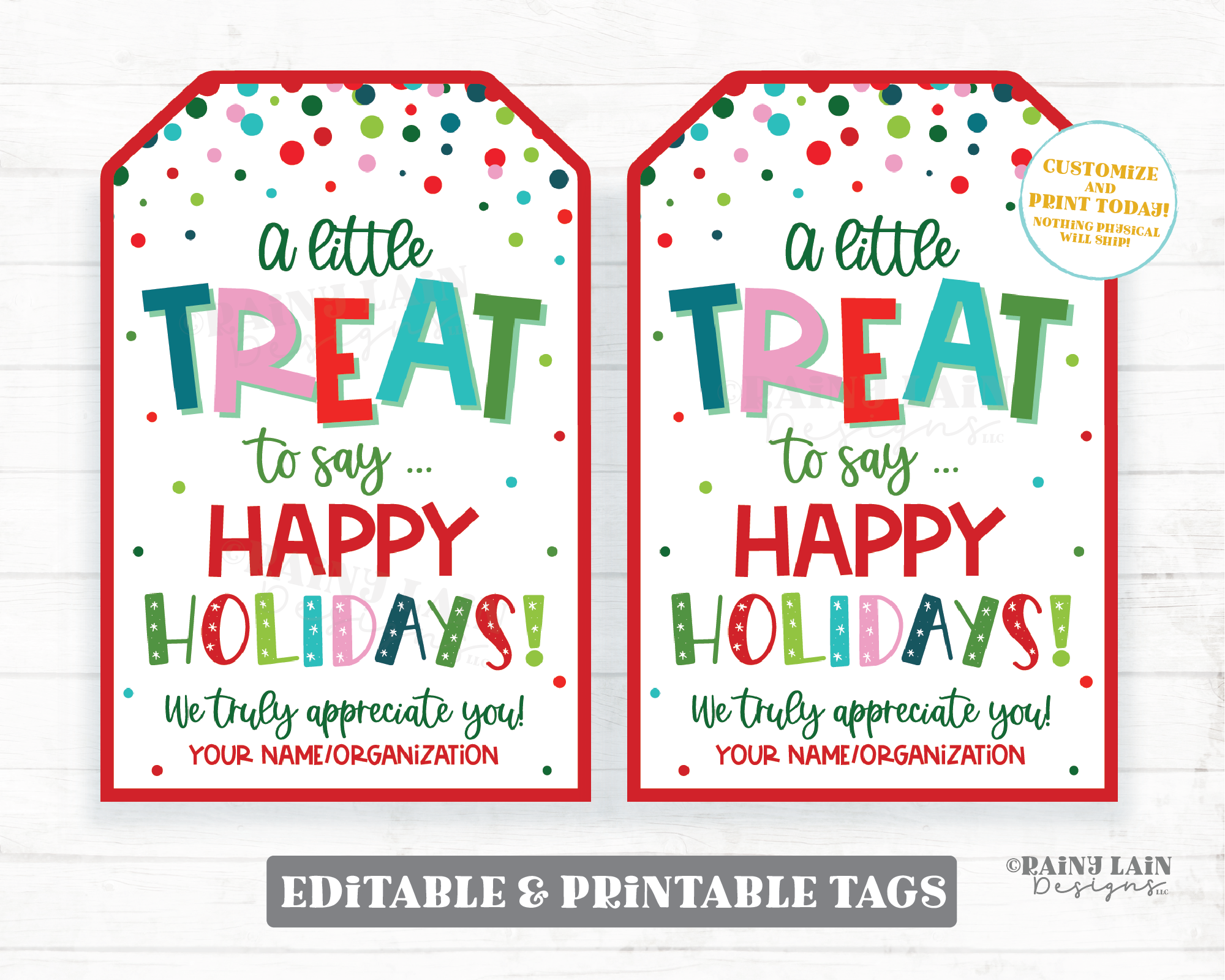A Little Treat to Say Happy Holidays Tag Christmas Gift Sweets Homemade Favor Staff Teacher Neighbor Co-Worker Exchange PTO