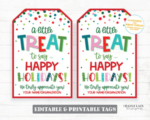 A Little Treat to Say Happy Holidays Tag Christmas Gift Sweets Homemade Favor Staff Teacher Neighbor Co-Worker Exchange PTO