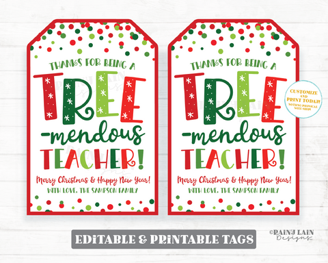 Tree-Mendous Teacher Tag Christmas Gift Holiday Treemendous Staff Appreciation PTO School Ornament Tree Decoration Employee