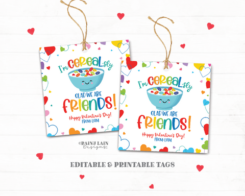 Cereal Valentines, Editable Valentine's Day Tag, Cereal sly Valentine, Boys Class Valentine, Non-Candy, Classroom, Preschool