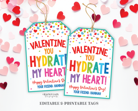 You Hydrate My Heart Hydration Valentine Tag, Hydration Packet, Hydration Drink Valentine, Sports Drink, Exchange, Easy, Download